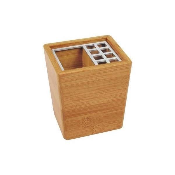 pot à crayons, en bambou, avec insert en aluminiu