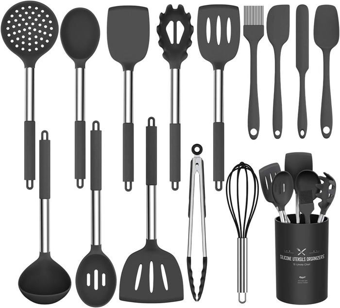Ensemble Ustensiles De Cuisine 10 Pièces En Silicone - Anti-adhésif, Résistant à La Chaleur, Pour Poêles Et Casseroles