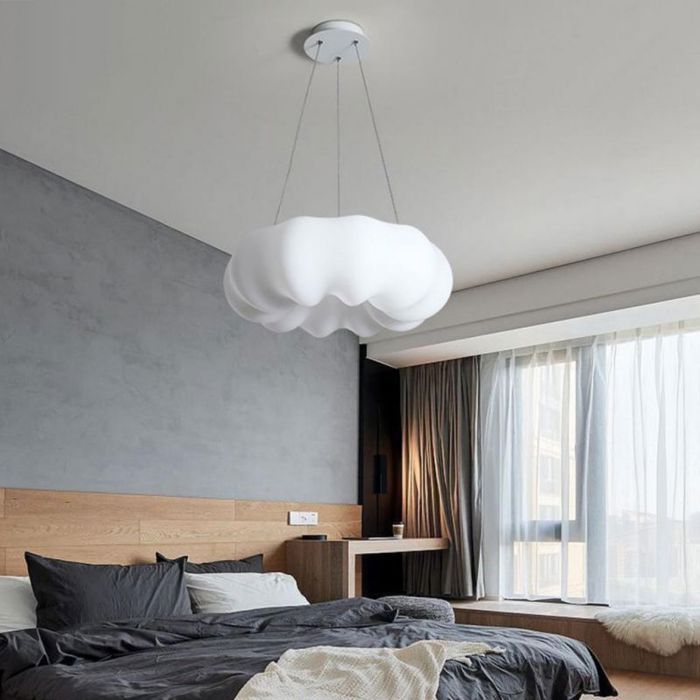 WOTTES LED Lustre Suspension Creative Citrouille Nuage Salon Luminaire Moderne E27 Lampe Blanc 4pcs Ø 30*30CM lumière blanche