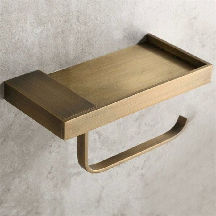 Dérouleur de Papier WC - YYV - Style Antique - Laiton - Espace de Rangement - Design Élégant
