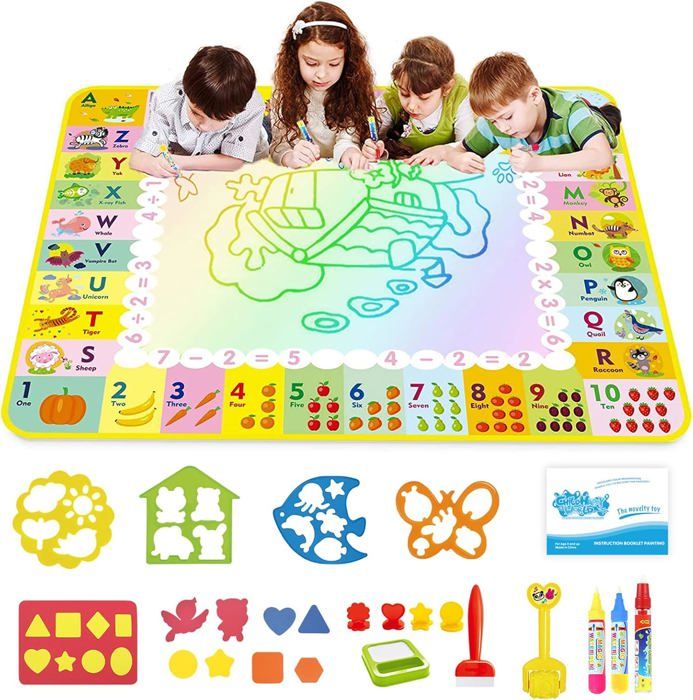 Tapis De Dessin à Eau Pour Enfants, 44x32 Cm, Jouet éducatif Réutilisable Sans Tâche, Cadeau Pour 1 à 5 Ans