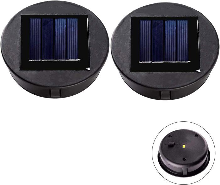 2 Pièces Haut de remplacement Lumière solaire pour Lantern Panneau solaire Couvercle de lumière avec une ampoule LED Lanterne