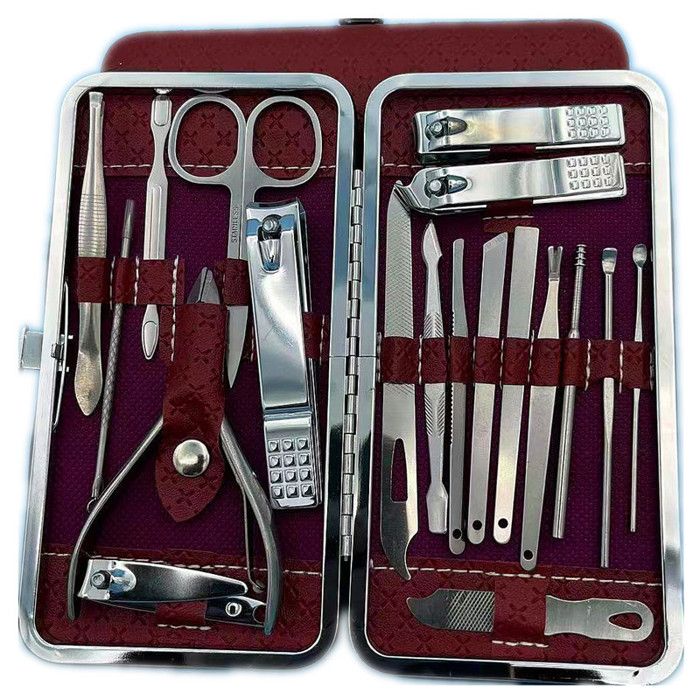 Set De Manucure De Voyage Rose Fluo - Lime, Coupe-ongles, Pince à épiler Et Bâtonnet Cuticules, Neuf