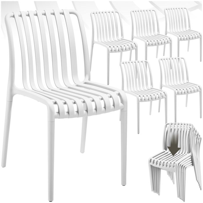Chaises de jardin - TECTAKE - Lot de 6 chaises ALCUDIA empilables et résistantes aux intempéries et UV 47 x 58 x 80 5 cm - Crème Chaises de jardin - TECTAKE - Lot de 6 chaises ALCUDIA empilables et résistantes aux intempéries et UV 47 x 58 x 80 5 cm - Crème