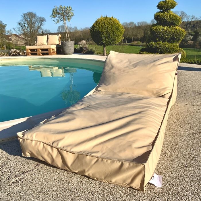 Matelas bain de soleil en microbille Beige 160x65 cm Matelas bain de soleil en microbille Beige 160x65 cm
