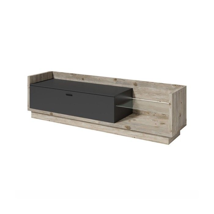Meuble TV collection CORK avec LED - Coloris pin et gris anthracite - Dimensions 220 x 58 x 48 cm Meuble TV collection CORK avec LED - Coloris pin et gris anthracite - Dimensions 220 x 58 x 48 cm