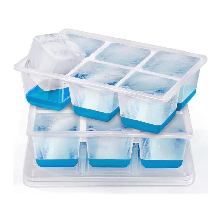 2 Pack 6CM Bac a Glacons avec Couvercle,Grand et Transparent, Bac ...