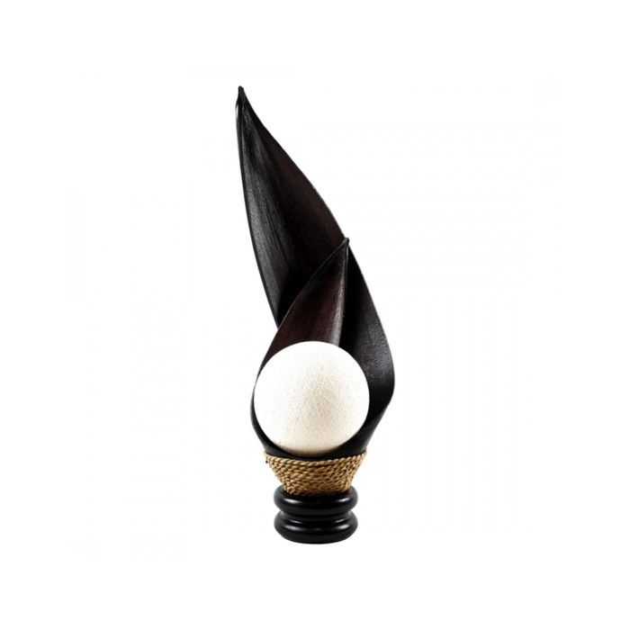 Lampe Ethnique en Feuilles de cocotier & Acajou 60cm À équiper