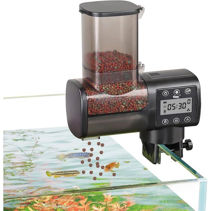 Meilleurs prix pour Distributeur automatique poisson 500 ml avec écran LCD pour week-end piles non incluses