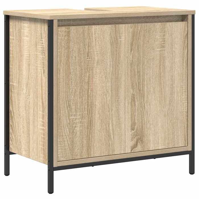 Meuble vasque salle de bain - GKO - Chêne sonoma - 60x345x60 cm - 1 porte - Pieds réglables - Capacité totale 60 kg