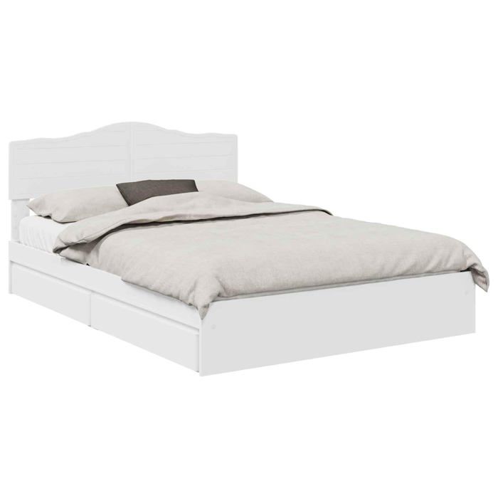 Lit de rangement moderne - vidaXL - Blanc - Bois dingénierie - 140x190 cm - Tiroirs de rangement - Cadre à lattes