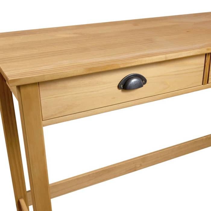 Brun Table console - CLARENCE - Meuble couloir - Hill Range avec 2 tiroirs - 110x45x74 cm - Pin solide CC357