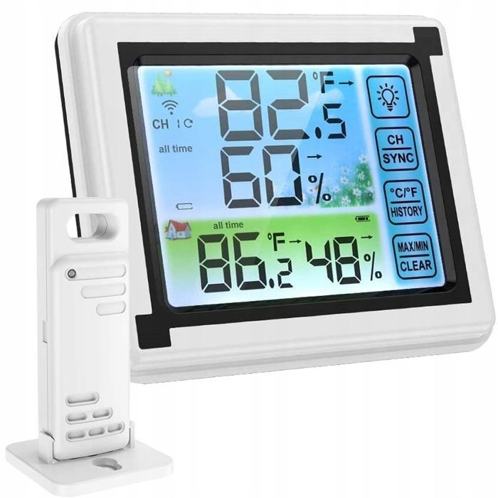 Cobye- Station Météo Sans Fil avec Hygromètre – Thermomètre Intérieur Extérieur Mesure Température et Humidité Affichage Digital