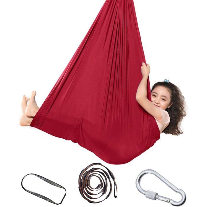 Hamac de balançoire pour Enfant Chaise Sensorielle de Balançoire Hamac Doux avec Besoins Yoga en Plein Air Camping (Rouge 1.5m)- Hamac de balançoire pour Enfant Chaise Sensorielle de Balançoire Hamac Doux avec Besoins Yoga en Plein Air Camping (Rouge 1.5m)-