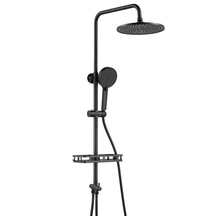 Colonne de Douche - Auralum Max - Sans Mitigeur - 4 Modes - Hauteur Réglable 72-110CM - Noir