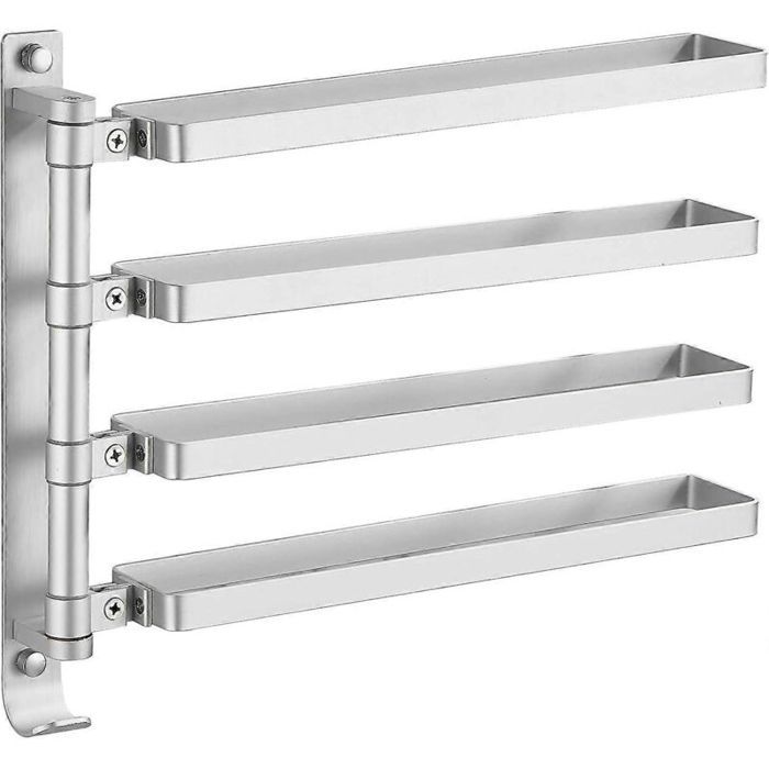 Porte-serviettes mural - Virex® - 4 barres pivotantes à 180° - Séparation serviettes sèches et humides - Argenté