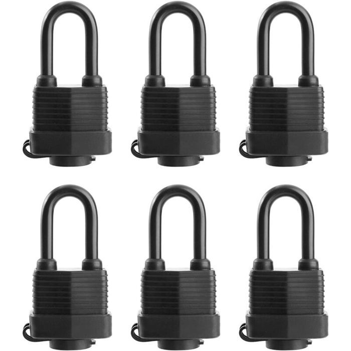 Cadenas étanche - PZCC - Lot de 6 - Clés identiques - Corps 45 cm acier laminé - Utilisation extérieure
