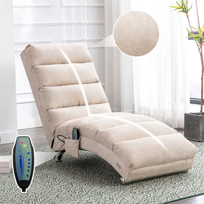 Fauteuils Relax pour Maison Massant Électrique avec Télécommande et Revêtement Polyuréthane Détente Ergonomique - Beige