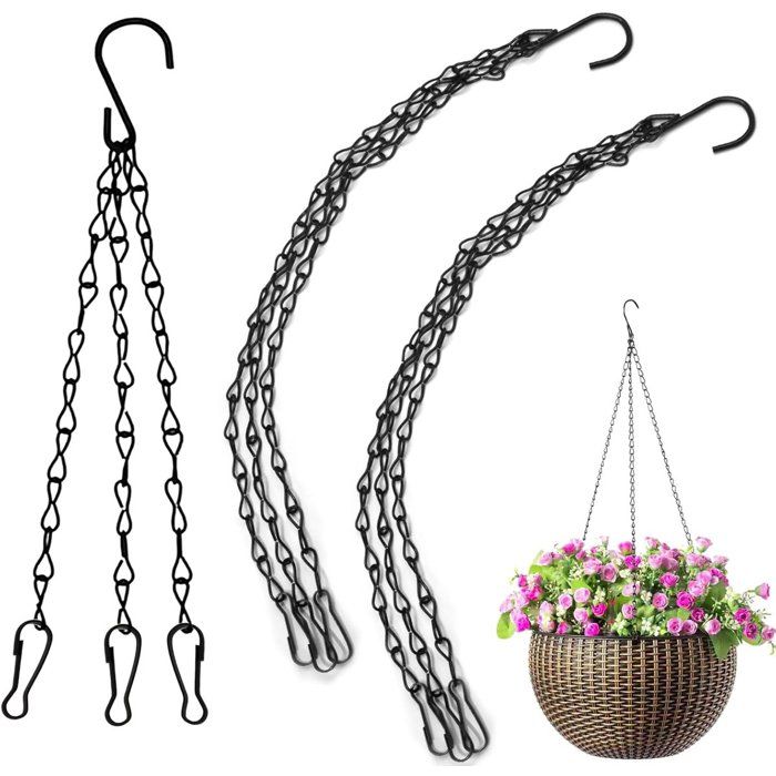 Chaînes de suspension pour plantes lot de 3 40 cm noir pour paniers suspendus et pots de fleurs intérieur et extérieur