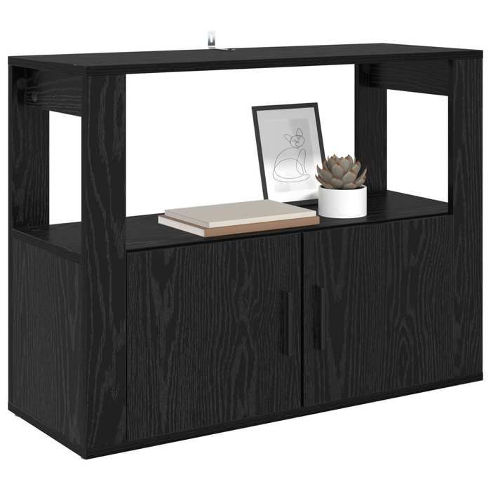 Buffet bahut - vidaXL - bois dingénierie - chêne noir - 2 portes - avec poignées - 80 x 30 x 60 cm 66csq64i