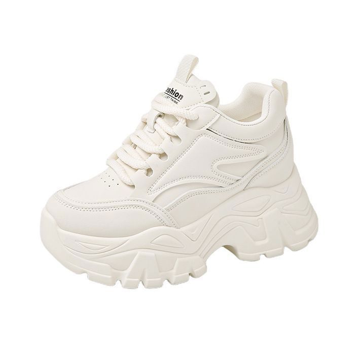 Baskets Mode Femme Chaussures Décontractées à Plateforme Baskets Chunky Confortables à Talons Compensés - Beige Baskets Mode Femme Chaussures Décontractées à Plateforme Baskets Chunky Confortables à Talons Compensés - Beige