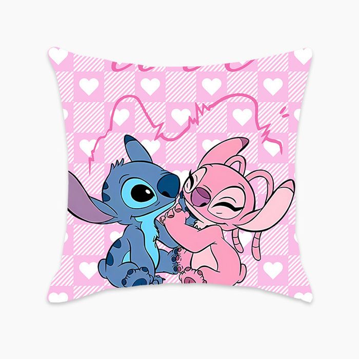 Coussin Lilo & Stitch – Rose 35 cm x 35 cm  Coussin décoratif doux pour chambre de fille canapé ou chambre denfant  Coussin