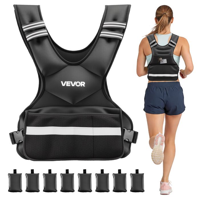 Gilet Lesté Réglable-VEVOR-Veste Lestée Max. 18 26 kg avec 8 Lests pour Marche Course Jogging Randonnée Entraînement
