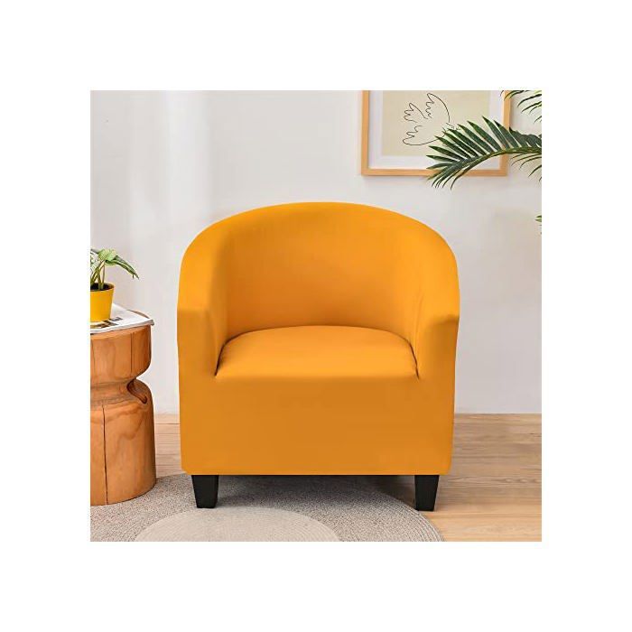 Housse fauteuil club jaune terreux extensible Chesterfield lavable salon Housse VoltPulse