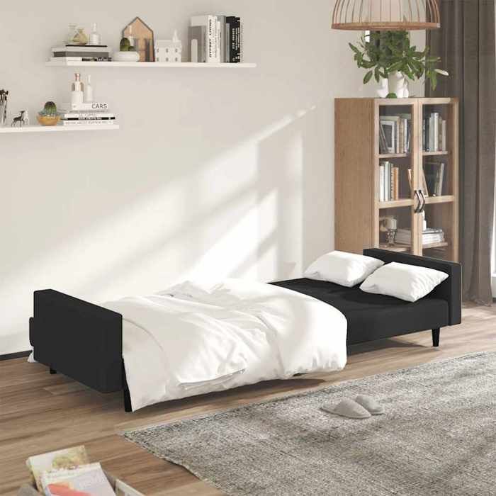 Bon marché *Canapé-lit ergonomique - COCO - réglables - pour salon chambre 2 places noir velours 220x84 5x69cm C97729199117417