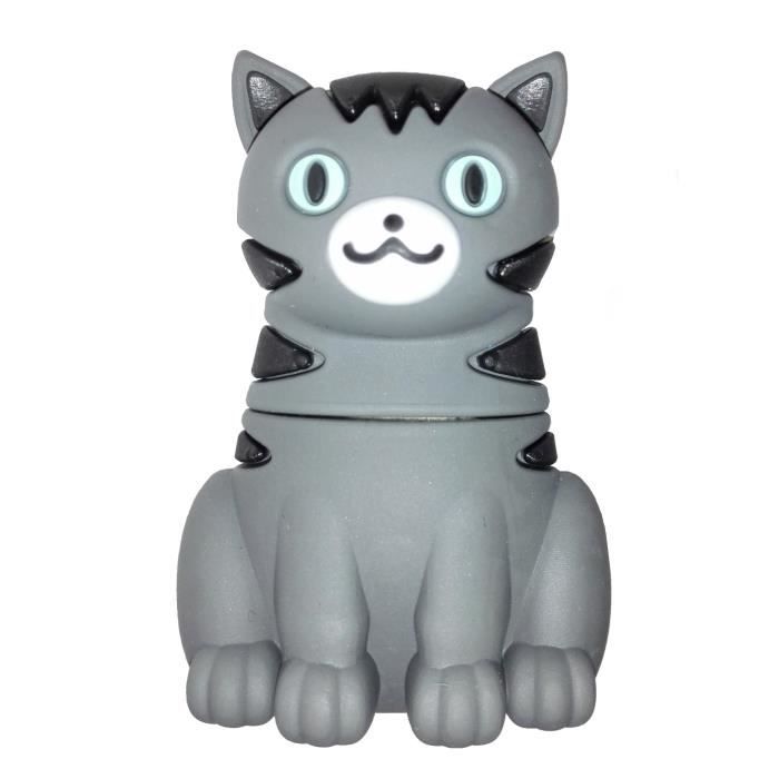 Cat Chat Gris Noir Clé Usb Flash Drive 16 Go Mémoire Stick Stockage De Données Clé Design Unique Et Original