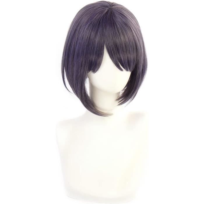 Anime Kinsou no Vermeil Cosplay Perruque, Violet Argent Dégradé Court Bouclé Bob Coupe de Cheveux avec Bonnet de Perruque Gratuit, pour Halloween Costume Party, Anime Show, Cosplay Event (Vermeil