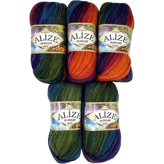 Alize Burcum Batik | Gomitolo Di Lana Acrilica Sfumata | 5 Gomitoli Da 100g Per Maglia E Uncinetto | Fili Multicolore Con Gradiente 1050m