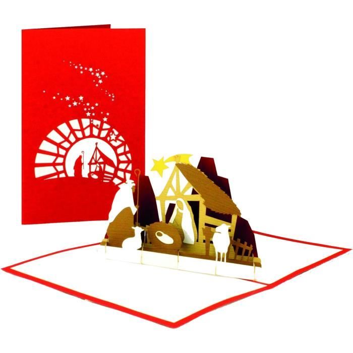 Carte De Noël « Crèche Avec Étoile » Carte PopUp 3D Avec Crèche De
