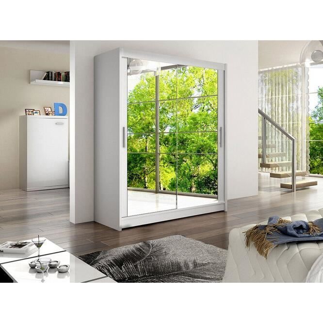 Armoire - Armoire Atlanta 127 84583 - Mobilier1.fr - Blanc - White - Glissement 150x200x58cm