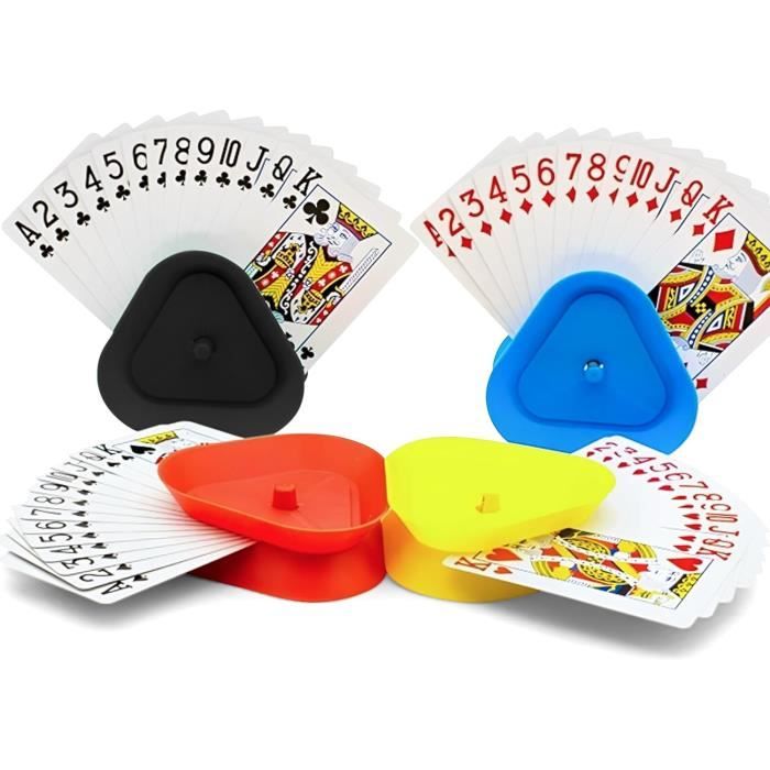 Jeu de carte Kyto Lot de 4 portecartes en plastique multicolore Capacité 35 cartes