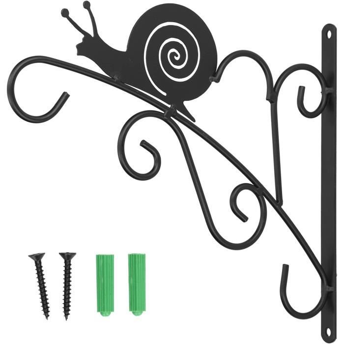Lot De 2 Supports Muraux Pour Plantes Suspendues - Fer Forgé Noir, Décor Oiseaux, 14x30cm