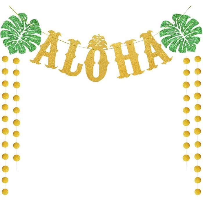 Décorations De Fête Hawaïenne Hileyu - Bannière Aloha Avec Flamants Et Palmiers