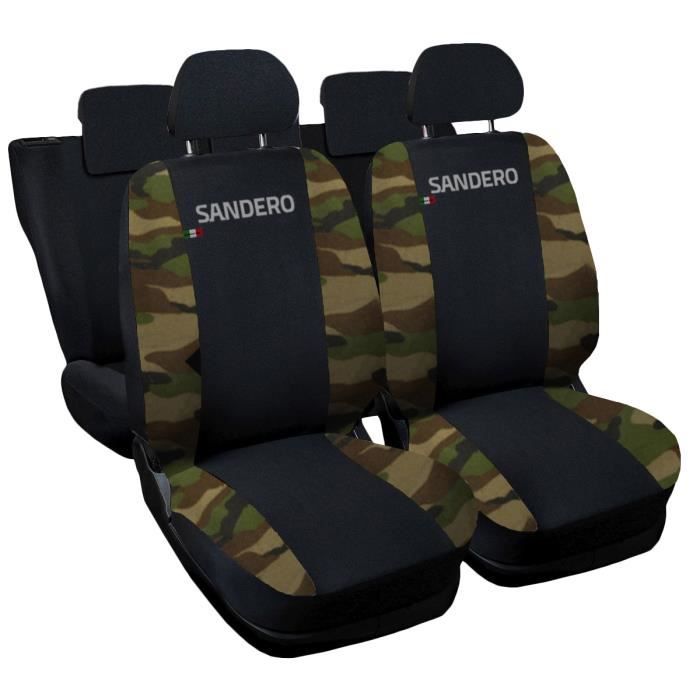 Lupex Shop Housses de siège auto compatibles pour Sandero Noir Camouflage Vert