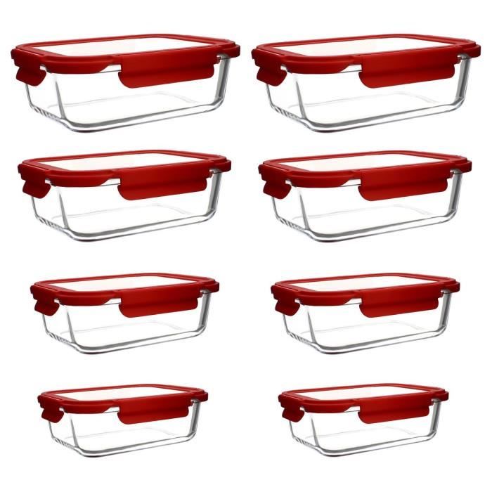 SET8 BOITES HERMÉTIQUES CRISTAL RECTANGLES EN VERRE AVEC COUVERCLE