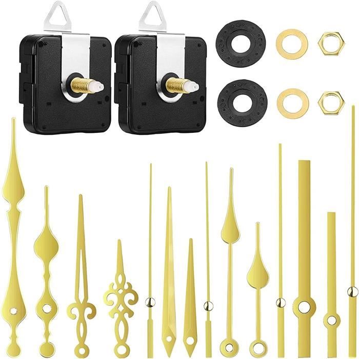 Kit 4 Mécanismes D'Horloge Quartz + 6 Paires D'Aiguilles - Longueurs Tige 16mm Et 22mm - Silencieux, Pour DIY Et Remplacement