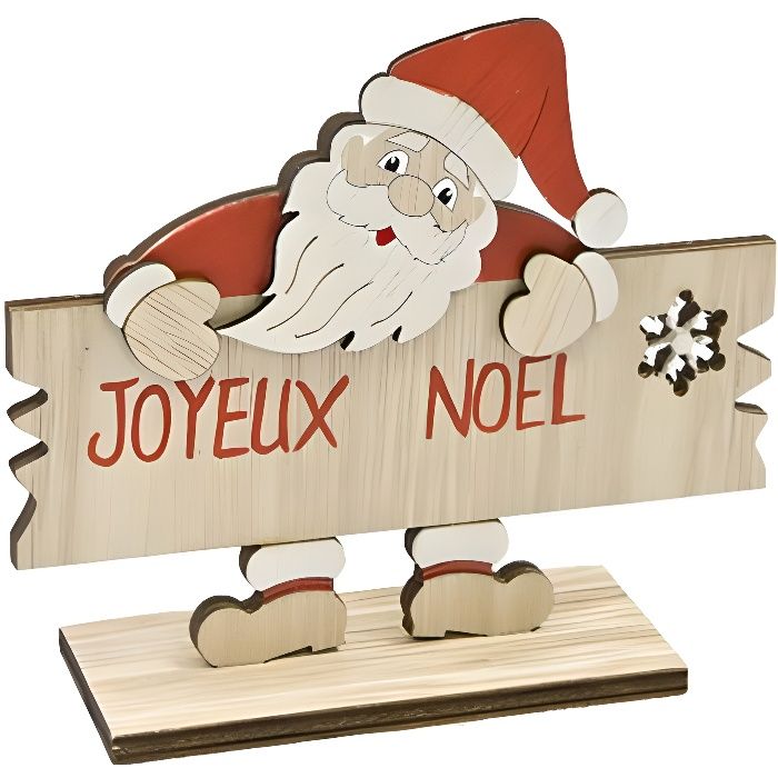 Pere Noel En Bois Et Pancarte Joyeux Noel 12 X 10 5 Cm Bois Cdiscount Maison