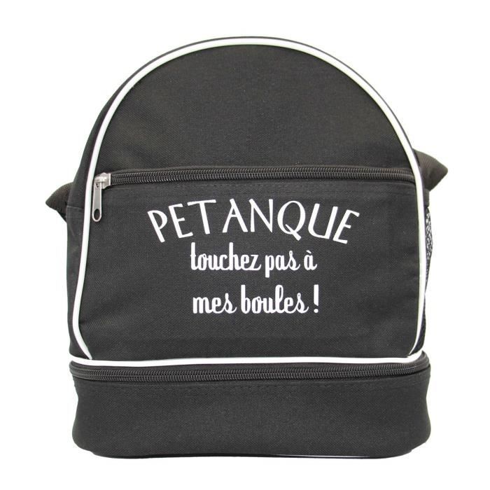 Sac bandoulière pour 3 boules de pétanques - Touchez pas à mes boules - noir