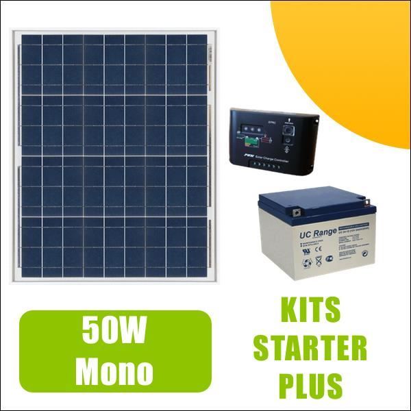 Kit panneau solaire 50W 12V avec régulateur 5A et batterie à 230