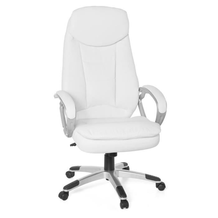 chaise de bureau gamer blanc design en pvc l. 67 x h. 116 - 128 cm x p.58 cm collection villaflores blanc
