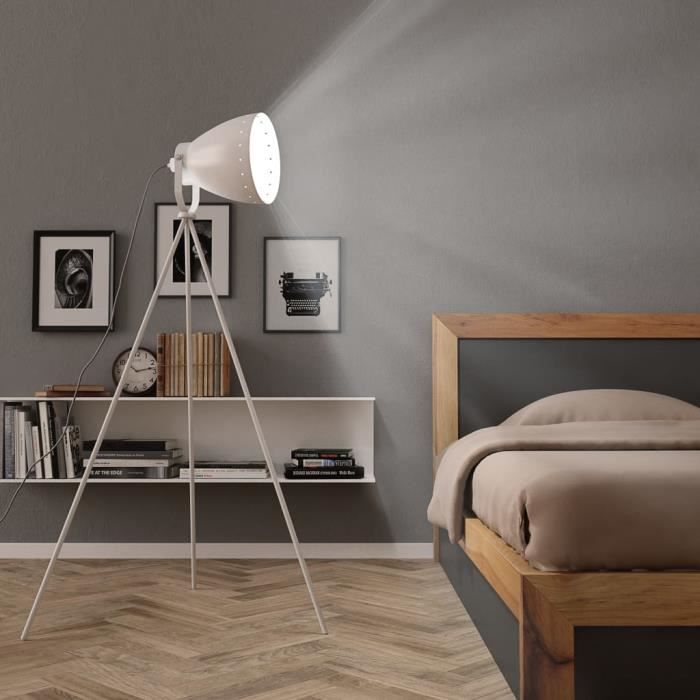 Lampadaire Lampe sur Pied Salon Moderne trépied Métal Blanc E8 Lampadaire Lampe sur Pied Salon Moderne trépied Métal Blanc E8