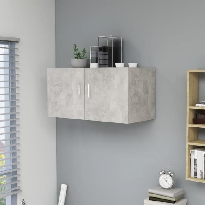 Armoire murale- Placard Commode Murale Meuble Armoire Suspendue Gris béton 80x39x40 cm Aggloméré