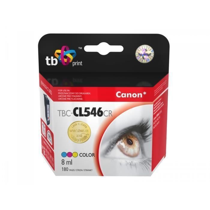 TB Print TBC-CL546CR Bleu Violet Jaune Canon PIXMA iP2850 MG2950 ​​MG2550 MG2450 MX495 CL-546 Jet dencre 8 ml