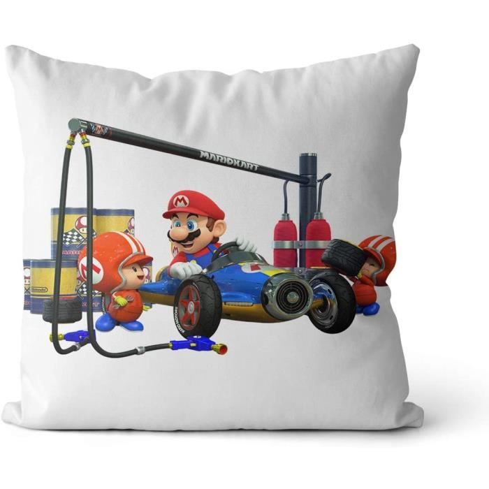 Coussin Super Mario 40 X 40 Cm - Tissu Imprimé - Décoration Gaming Et Salon