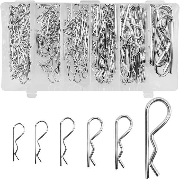 Goupilles fendues Goupilles à Ressort Kit D'assortiment de Fixation, 555Pcs Goupille Fendue