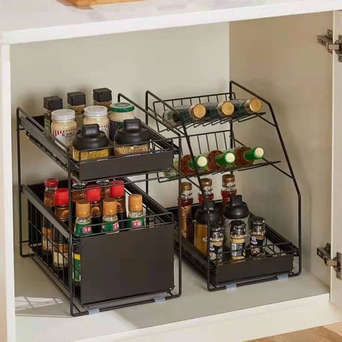 Étagère coulissante de rangement de cuisine à trois niveaux 25*40*39cm